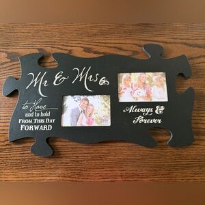 P. Graham Dunn Puzzle Pieces Connectable Wall Decor Mr & Mrs Wedding 12”x22”